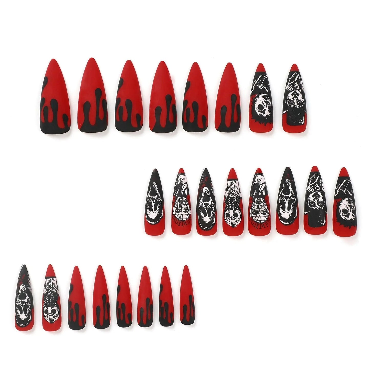 Halloween Manicure Red | Skull Grimace Nail Tip Festaan