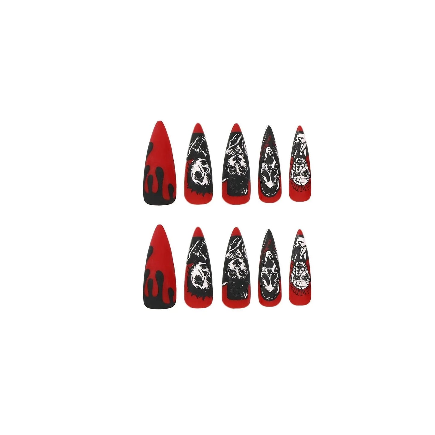Halloween Manicure Red | Skull Grimace Nail Tip Festaan