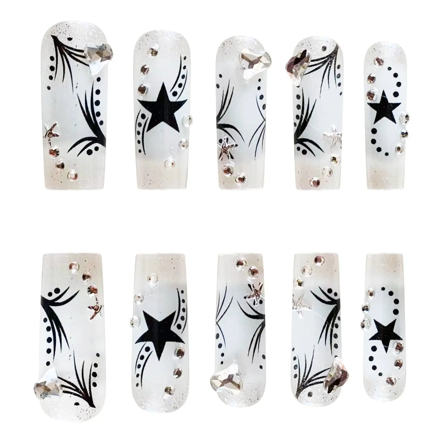 Women’s Fashion Rhinestone Patch Nails | Retro Nail Art Festaan