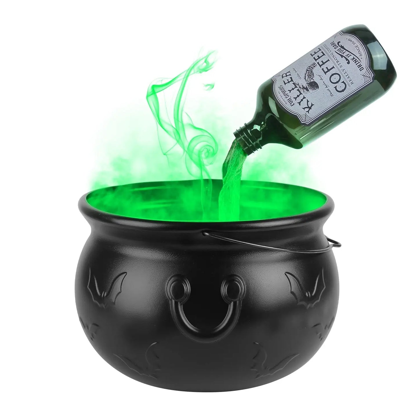 Halloween Floating Bottle Decor with Witches Cauldron & Mist Maker Festaan