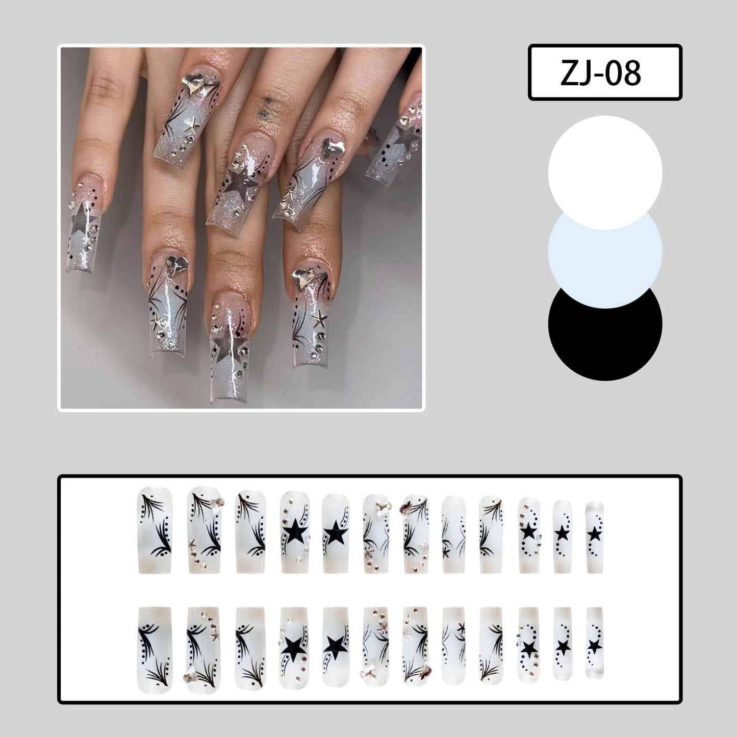 Women’s Fashion Rhinestone Patch Nails | Retro Nail Art Festaan