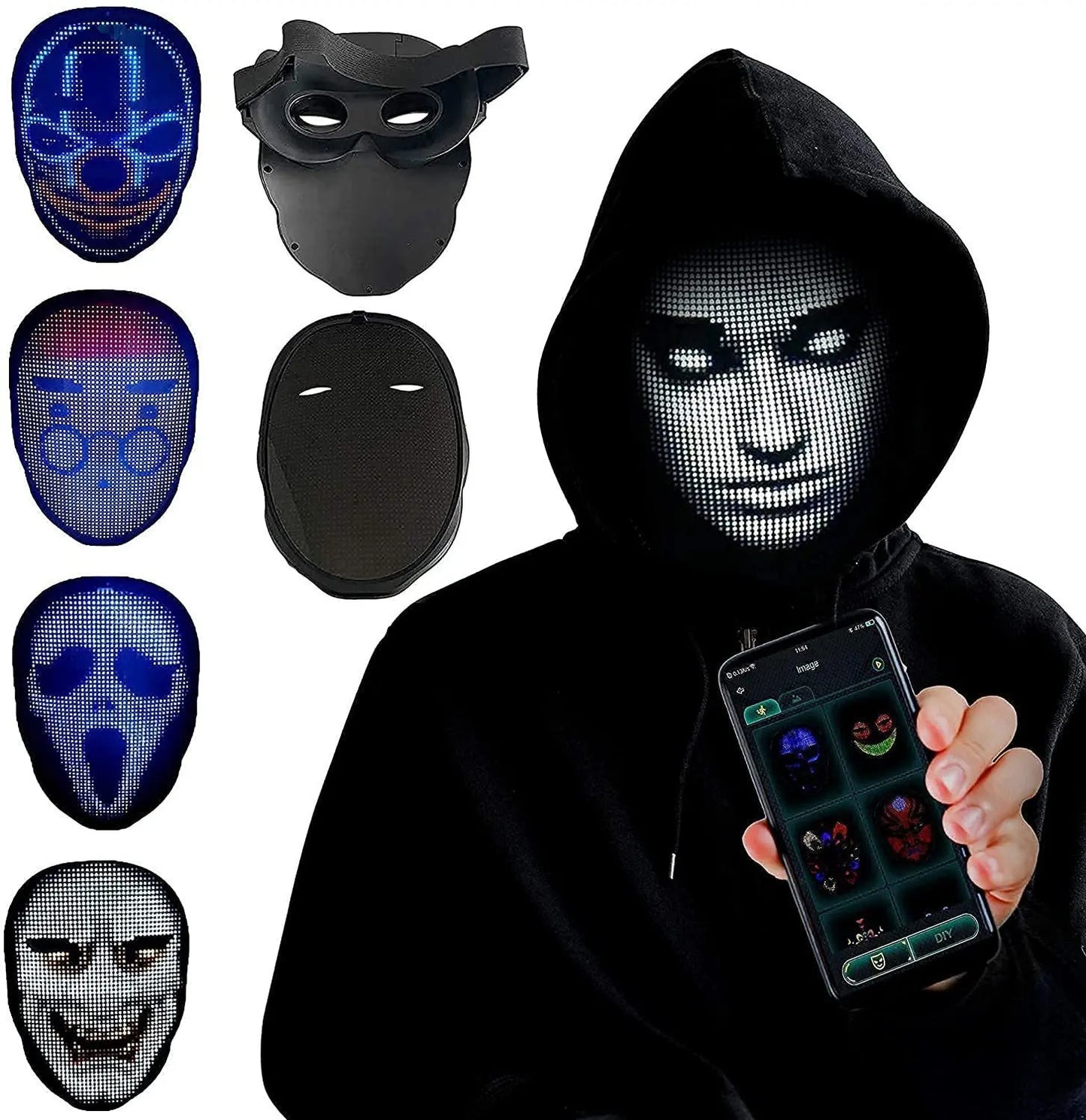 Halloween Face Masks Full Color LED | Luminous Party Mask Festaan