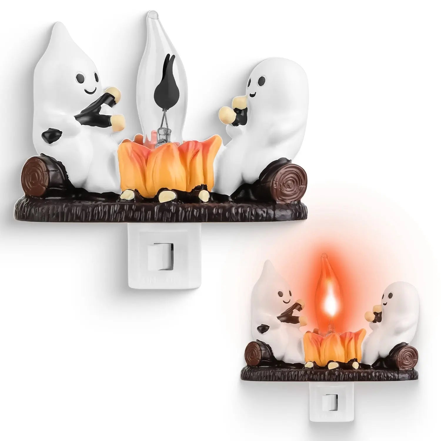 2PCS ghost campfire flickering flame night light for Halloween indoor decoration