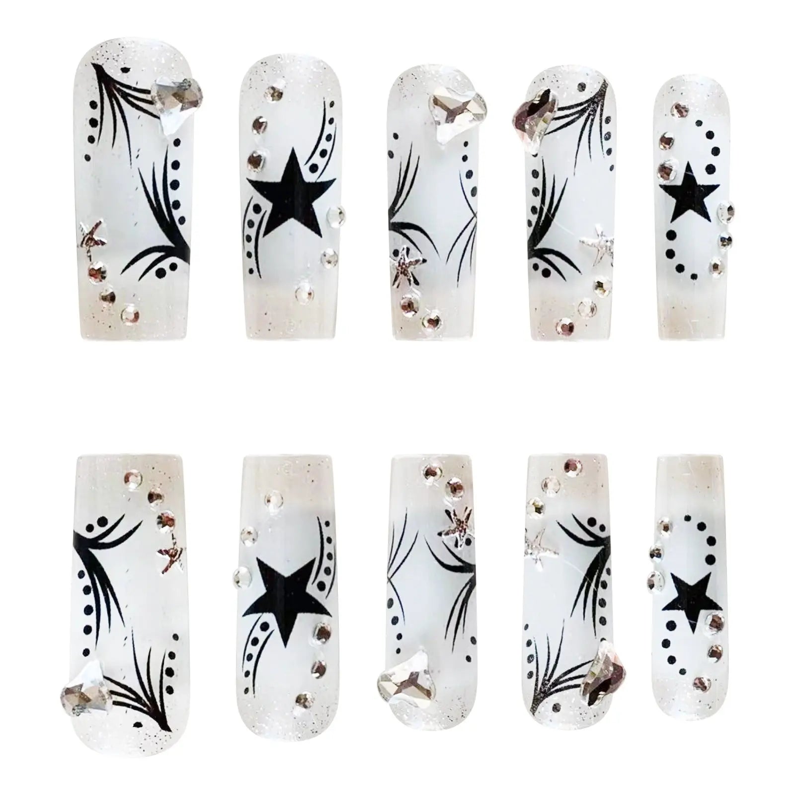 Women’s Fashion Rhinestone Patch Nails | Retro Nail Art Festaan