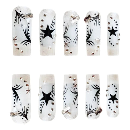 Women’s Fashion Rhinestone Patch Nails | Retro Nail Art Festaan