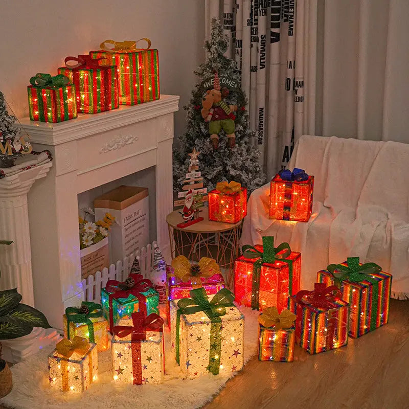 Lighted Up Outdoor Christmas Decorations | LED Gift Box Set Festaan