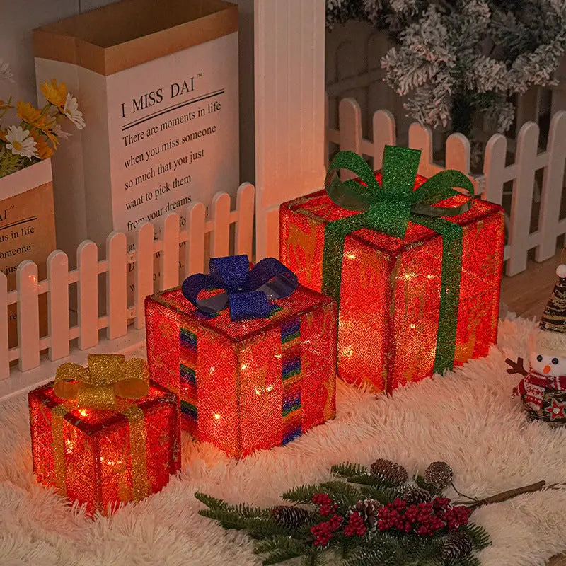 Lighted Up Outdoor Christmas Decorations | LED Gift Box Set Festaan