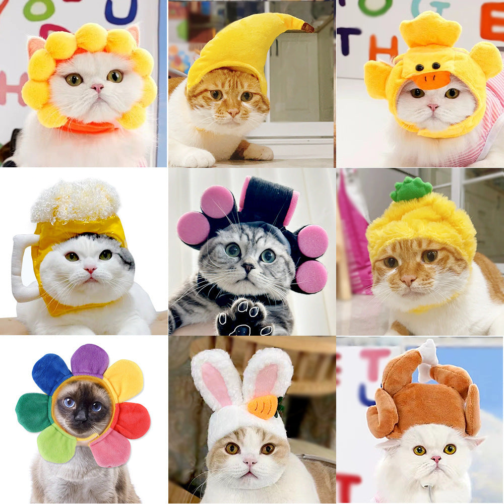Cat wearing Sunflower Pet Hat Cute Costume