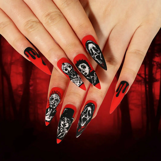 Red Skull Halloween Nail Tip