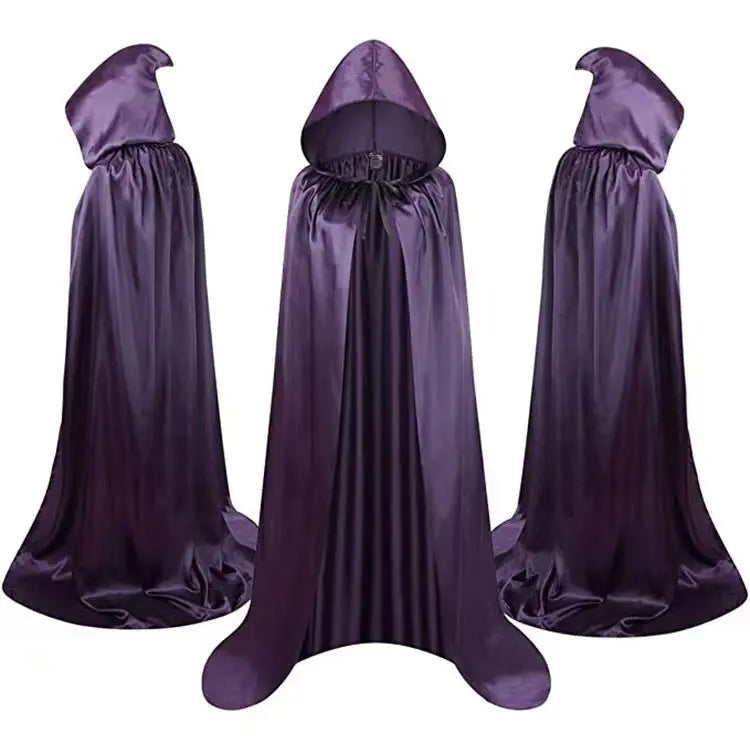 Kids Halloween Wizard Cloak Costume with Hood – Black Cape Festaan