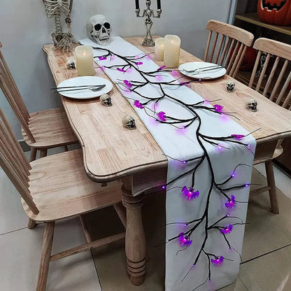 Halloween LED Willow Vine String Lights – Bat & Pumpkin Decoration - Festaan
