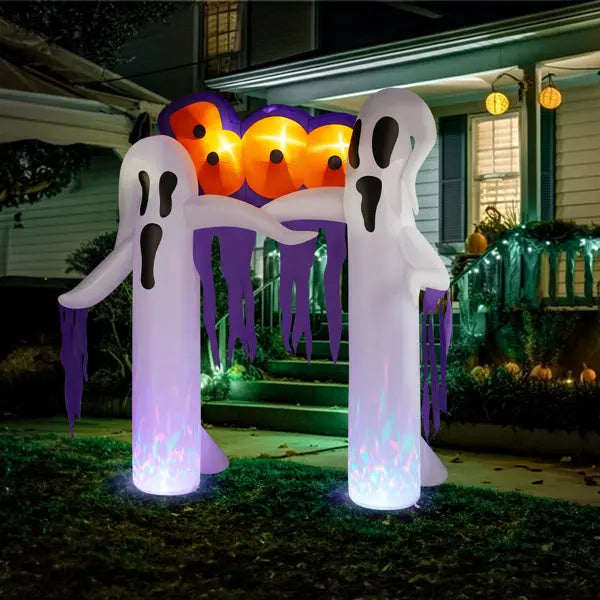 9.8FT White Ghost Arch Inflatable | Halloween Yard Decoration with LED Lights Festaan