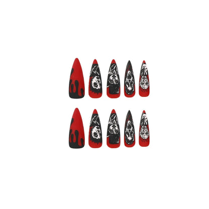 Halloween Manicure Red | Skull Grimace Nail Tip Festaan