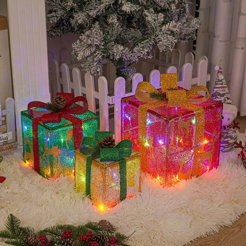 Lighted Up Outdoor Christmas Decorations | LED Gift Box Set Festaan