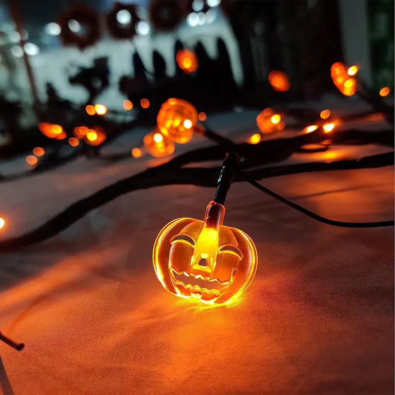 Halloween LED Willow Vine String Lights – Bat & Pumpkin Decoration - Festaan
