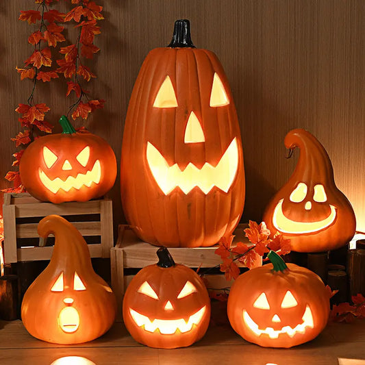 halloween pumpkin lamp glowing light